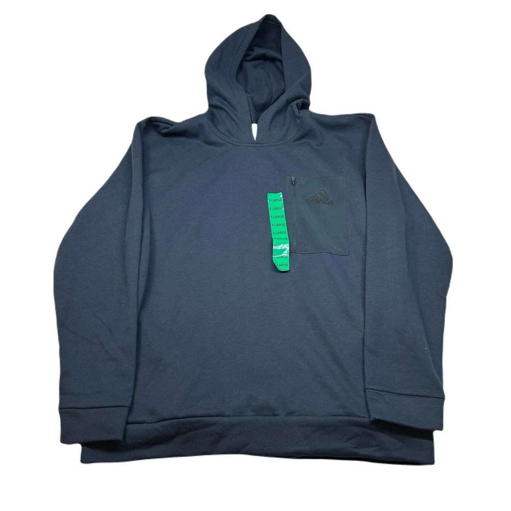 Adidas M Pocket Hoodie Mens XL Blue‎ Pullover Sweatshirt Zip